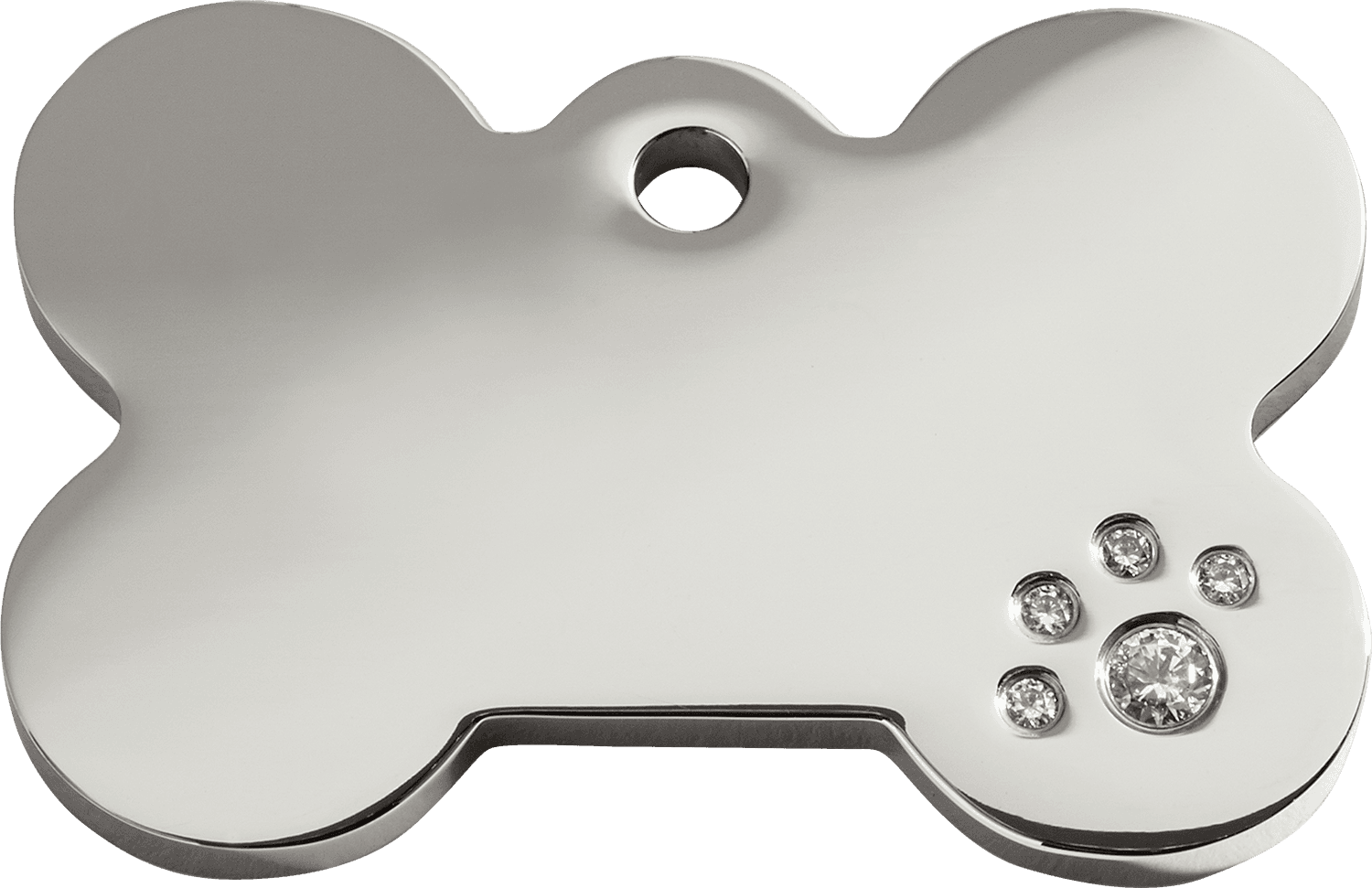 Red Dingo Swarovski crystal bone-shaped pet ID tag set with a crystal paw print