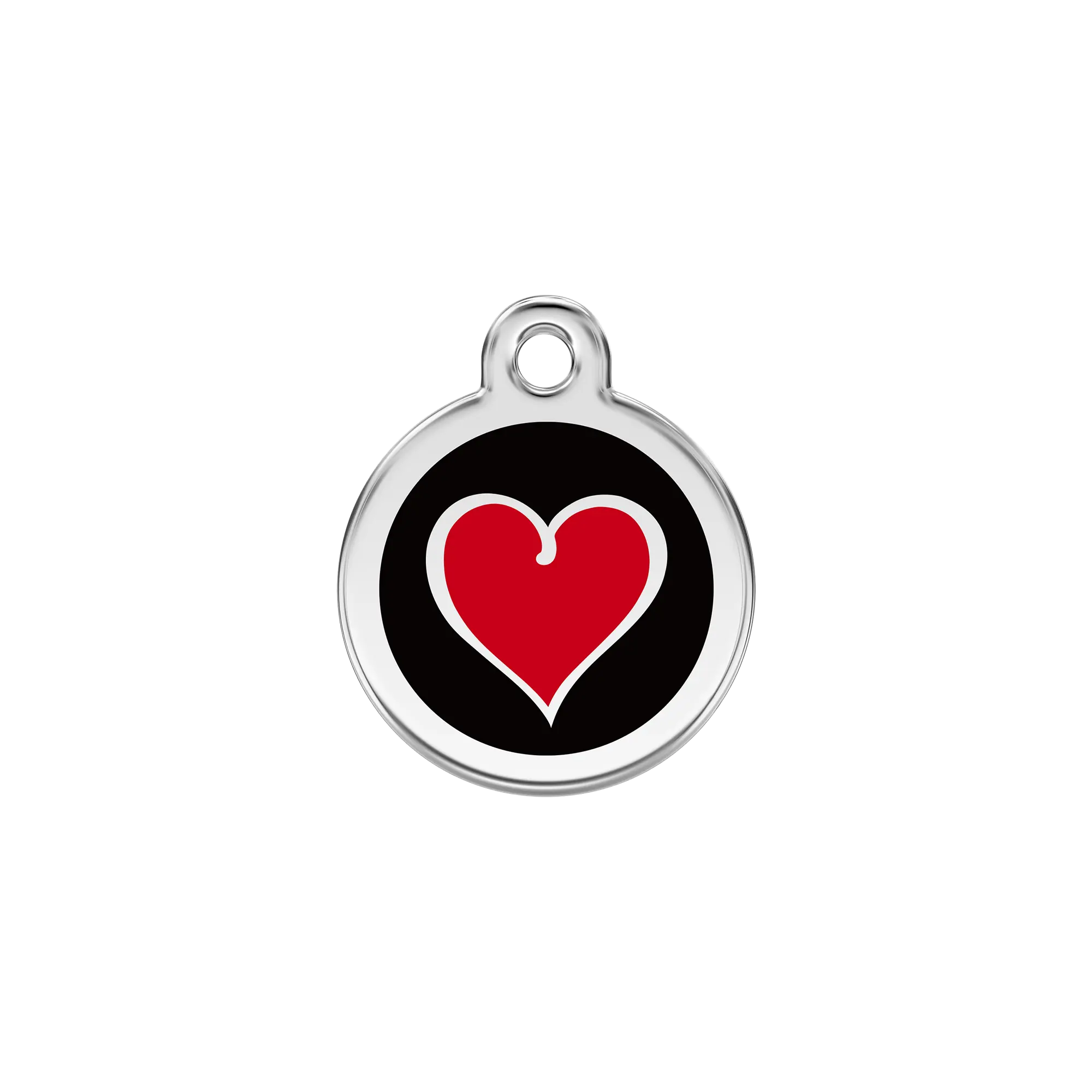Coloured Heart Black pet ID tag