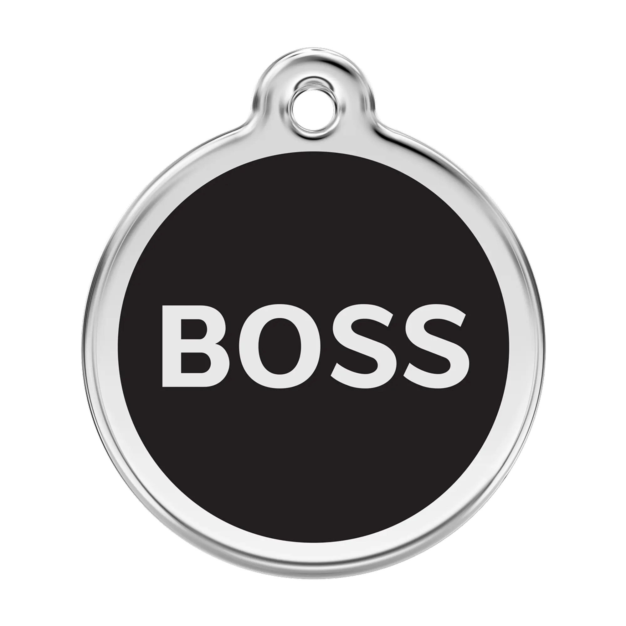 Boss in black — genuine Red Dingo enamel pet ID tag
