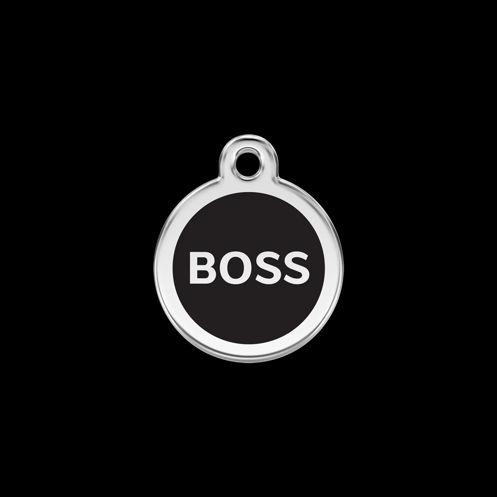 Boss Black Enamel & Stainless Steel pet ID tag
