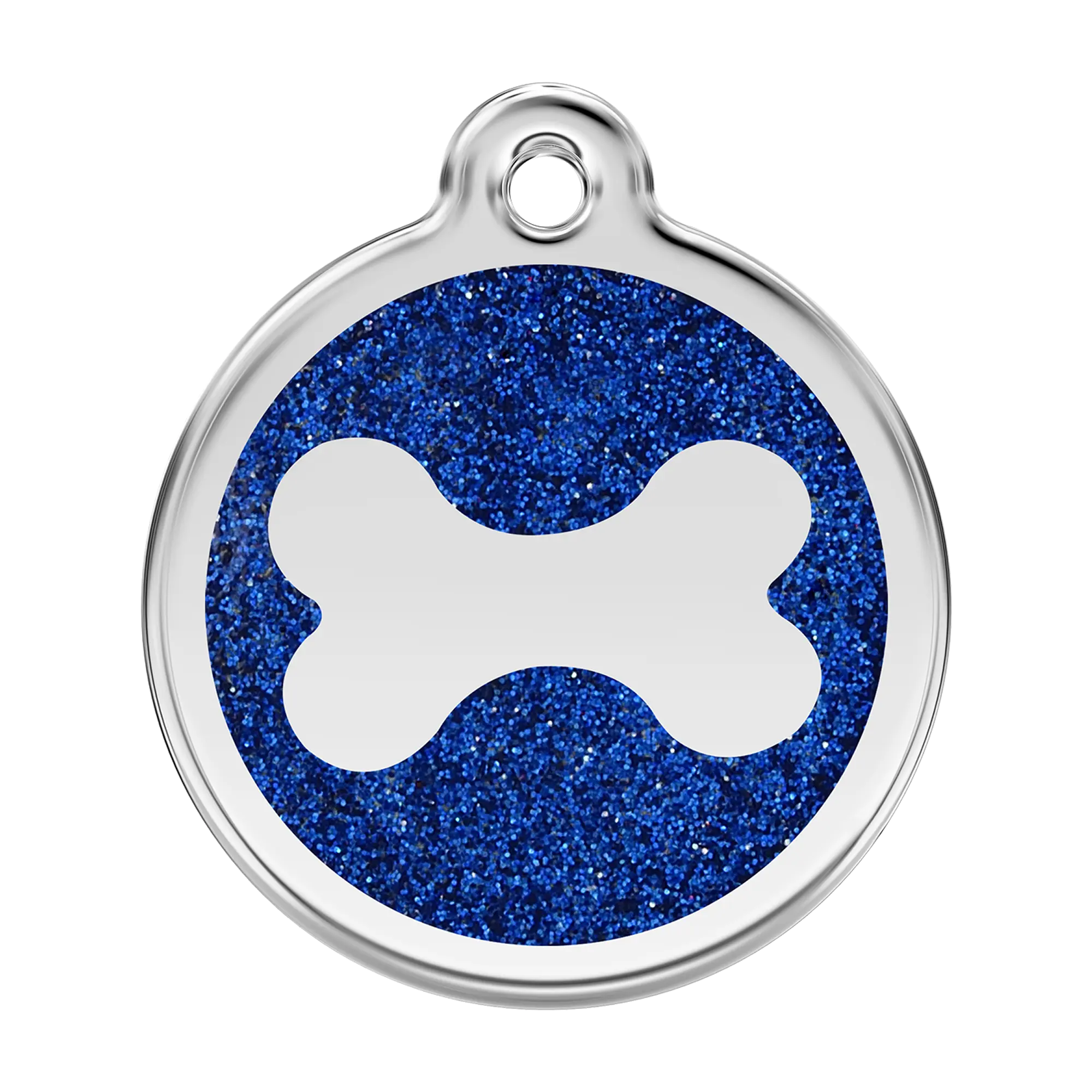Glitter Bone in dark blue — genuine Red Dingo glitter pet ID tag