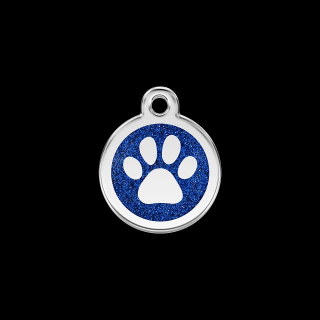 Glitter Paw Print pet ID tag